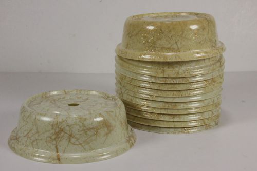 NOS 12 Mid Century Cambro Fiberglass Plate Banquet Covers Gold Sparkle Confetti