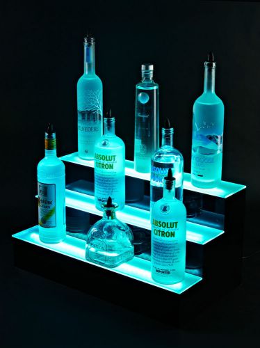 3 Tier 24&#034; LED Lighted Liquor Bottle Display Shelf, Bottle Shelves, Liquor Shelf