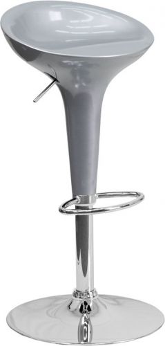 Contemporary Plastic Adjustable Height Bar Stool with Chrome Base