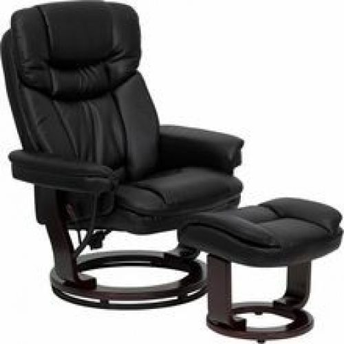 Flash Furniture BT-7821-BK-GG Contemporary Black Leather Recliner and Ottoman wi