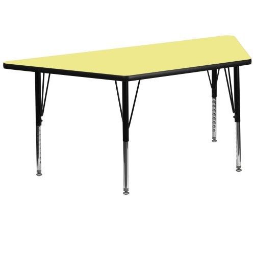 Flash furniture xu-a3060-trap-yel-t-p-gg 30&#034; x 60&#034; trapezoid activity table, yel for sale