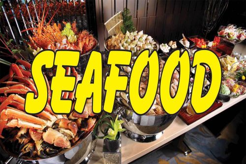 Seafood Advertising Vinyl Banner /grommets 30x72&#034; (6ft) made USA (2) pair