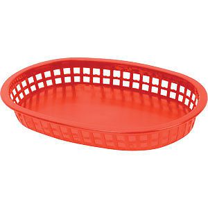 24 RESTAURANT OVAL FOOD BASKETS - RED / LOT OF 24