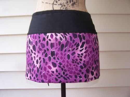 Cheetah print 3 pocket server waitress half waist apron,purple for sale