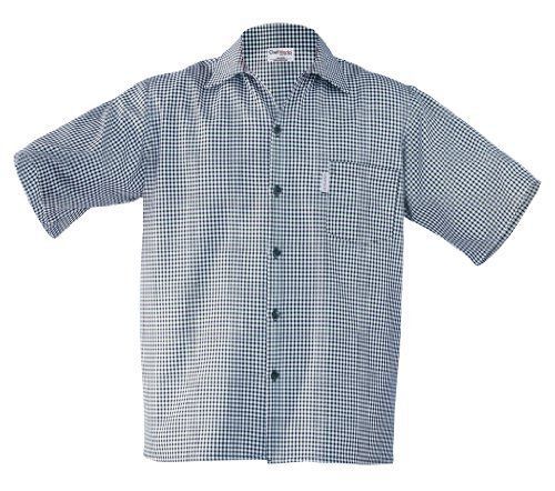 NEW Chef Works CSCK-BWC Black and White Check Cook Shirt  Size L
