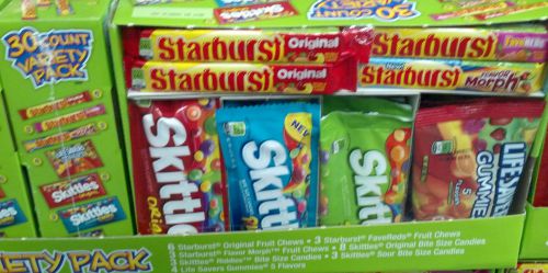 SKITTLES STARBURST LIFE SAVER VARIETY PACK 30 COUNT SUGAR SOUR SWEET CHEWY CANDY