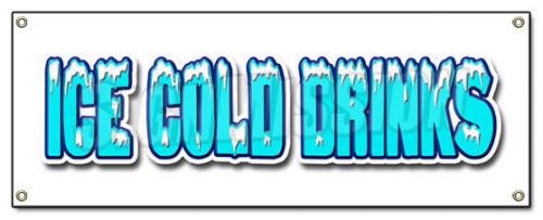 Ice cold drinks banner sign drink stand beer iced cola lemonade soda water for sale