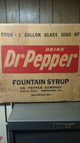 1950s dr pepper syrup box with 2 empty gallon jugs
