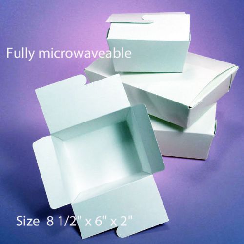 25 ECO-PAK WHITE TAKE-OUT BOXES MICROWAVE SAFE- FOOD NOODLES MACAROON