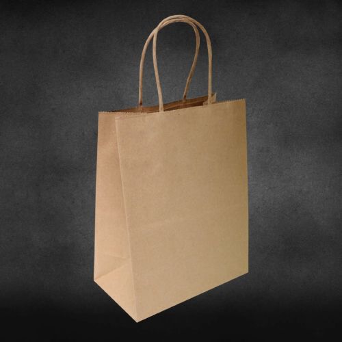 8x4.75x10.5&#034;-Natural kraft paper bag with two rope handle