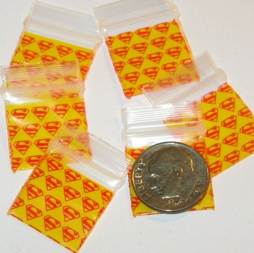 200 Superman Baggies 0.75 x 0.75&#034; Mini Ziplock Bags 3434