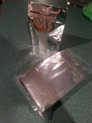 200PC 5&#034;x7&#034; -Silver Mylar Foil Stand Up Zippered Bags/Pouches-Snacks/Coffee