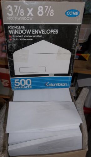 Columbian White Gummed 3 7/8 x 8 7/8&#034; Single Window Business Envelopes 500 Coun