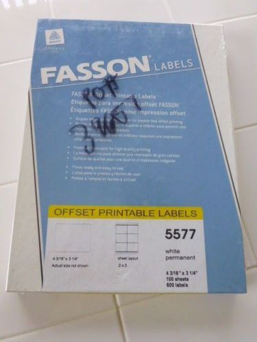 AVERY-FASSON LABELS-OFFSET PRINTABLE LABELS-STOCK NO. 5577