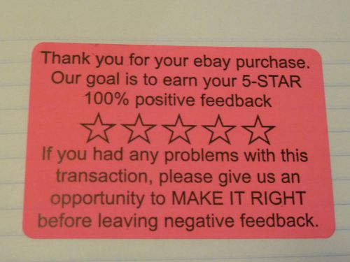 2 x 3  eBay 5 Star rating customer service Fluorescent PINK STICKER (20 labels)