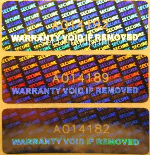 350 &#034;warranty void if removed&#034; hologram security stickers +serial no&#039;s r3010sn for sale