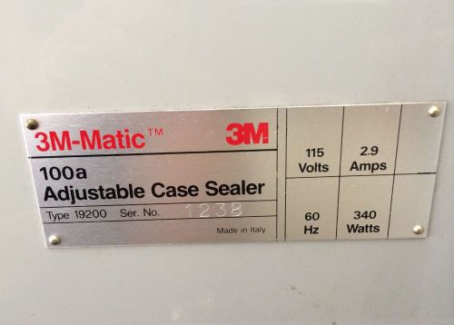 3M Matic 100A Adjustable Tape Case Sealer type 19200