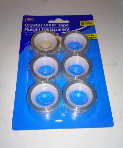 6 ROLLS 3/4&#034; x 600&#034; Crystal Clear TAPE Ruban Transparent Dispenser Refills