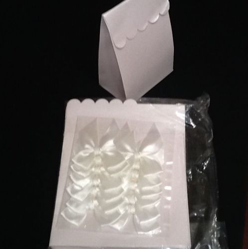 Wedding Party Shower Favor Boxes 12 Ct Pearl White Ivory With Satin Ribbon Bow