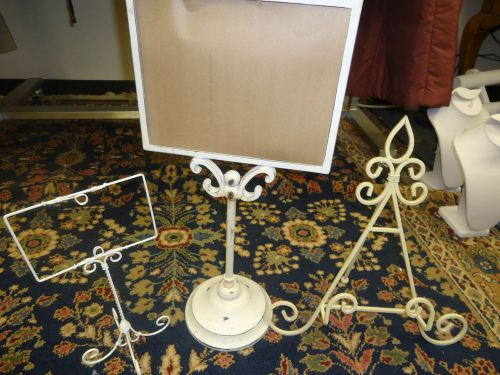 TABLETOP SIGN DISPLAYS, COTTAGE CHIC, LOT OF THREE ALL METAL