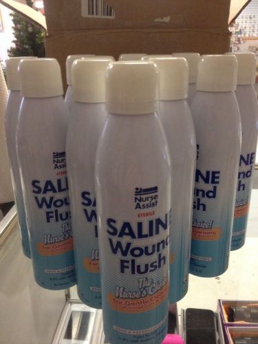 NURSE ASSIST STERILE SALINE WOUND FLUSH 7.1 OZ SPRAY CAN, Lot Of 12 Survival Aid