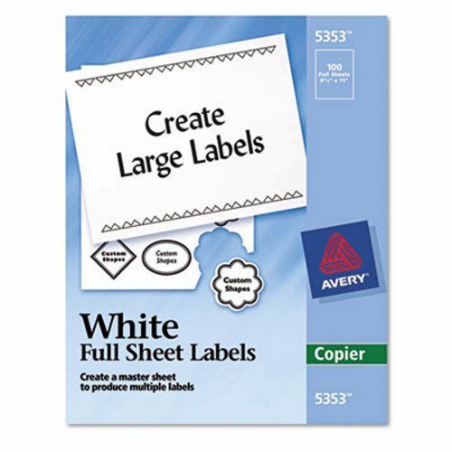 Avery Self-Adhesive Full-Sheet Shipping Labels for Copiers, 100/Box (AVE5353)