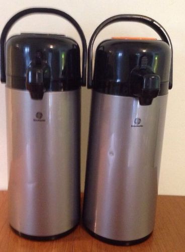 Set of 2 airpot carafs 2.2 liter dispenser coffee vacuum pump orange black for sale