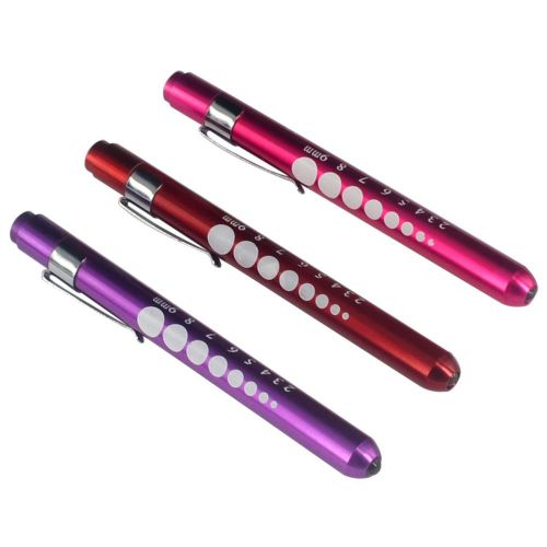 Pocket Size Reusable Penlight Pupil Gauge Graduation Pen Light Pack of 3 Rose...