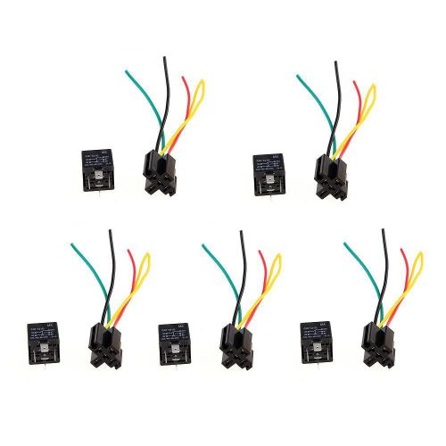 5x 12v volt spdt relay + wire socket car automotive alarm 40 amp 30/40a for sale