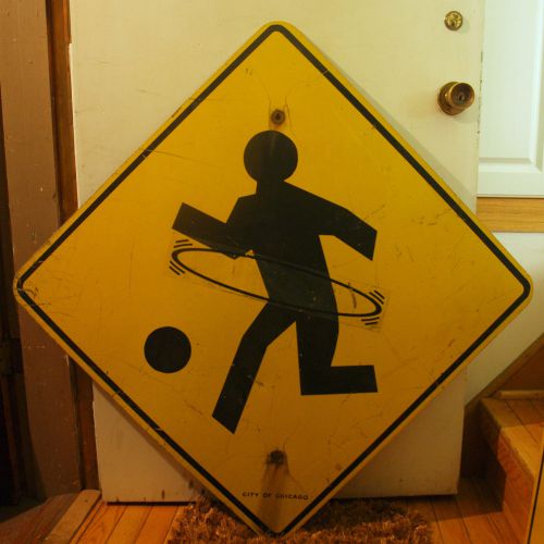 Chicago street sign Child Playing Ball STRING CHEESE INCIDENT Hula Hoop graffiti