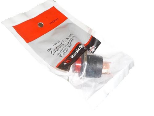 New Radioshack SPST 10A 12VDC ILLUMINATED PUSH BUTTON SWITCH W/ RED LED 275-0012