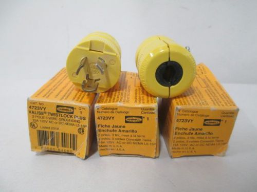 LOT 5 NEW HUBBELL 4723VY THIST LOCK PLUG 125V-AC/DC 51A 3 WIRE 2 POLE D252112