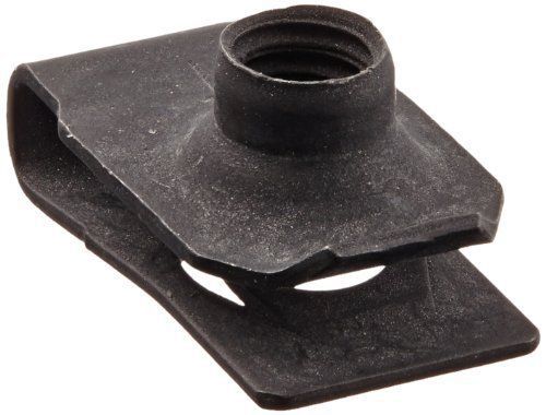 Steel Tapped-Hole U-Style Clip-On Nut, Plain Finish, 1/4&#034;-20 Thread Size, For