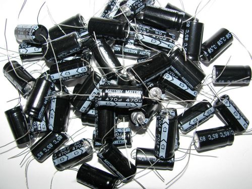 50 NEW MALLORY 470UF 50V CAPACITORS FOR TUBE AND TRANSISTOR AUDIO AMPLIFIERS