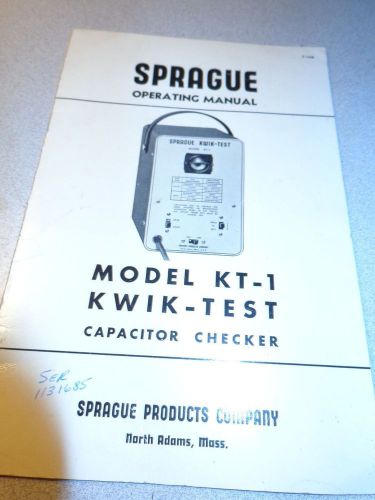 Sprague KT-1 Kwik Test Capacitor Checker Manual