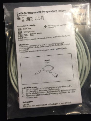 GE Cable for Disposable Temperature Probes, 400 Series/ REF#165641/ 2.8 m/9 ft