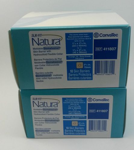 2 Box Lot ConvaTec 411807 Sur-Fit Natura Skin Barrier Stomahesive XL Extra Large