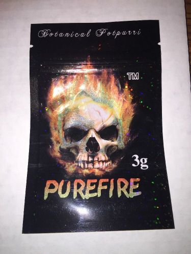 100 Purefire 3g EMPTY** mylar ziplock bags (good for crafts incense jewelry)