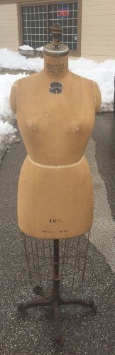 Jr bauman dress form mannequin with cage size 16.5 model 196s rare antique for sale