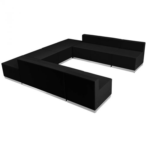 Alon Series Black Leather Reception Set, 8 Pieces (MF-ZB-803-710-SET-BK-GG)