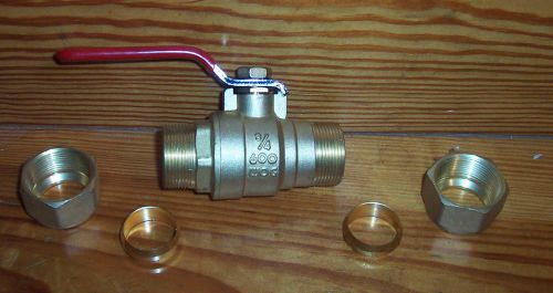 LOT OF 3 MUELLER 3/4&#034; BRASS BALL VALVES 600 WOG W/COMPRESSION FITTINGS