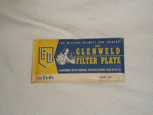 Vintage Glenweld Filter Plate Size 2 x 4 1/4 Shade No 9 w/ Sleeve NOS