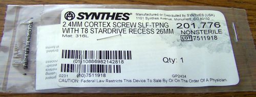 SYNTHES 2.4MM CORTEX SCREW SELF TAPPING REF# 201.776
