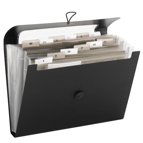 Smead 12-Pocket Poly Expanding File Folder Organizer Letter Size -13&#034;x9.5&#034; black