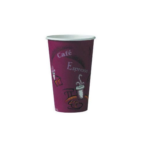 Solo cups 16 oz polylined paper hot drink cups bistro design in maroon for sale