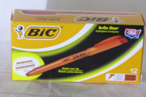 BIC Brite Liner Highlighter Chisel Tip - 12 Pack Flourecent Orange Multuse