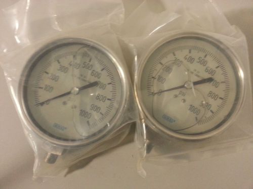 Lot of 2 WIKAI GLYCERIN FILLED METER GAUGE DIAL PRESSURE INDICATOR 0-1000 PSI