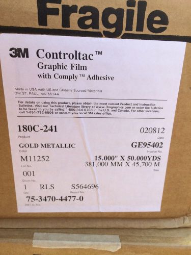 3M CONTROLTAC GRAPHIC FILM WITH COMPLY ADHESIVE - GOLD METALLIC - ****NEW****
