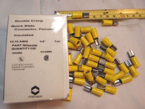 25pcs. 1/4&#034; Double Crimp Quick Slide Female Insulated 12-10awg Spade Connector