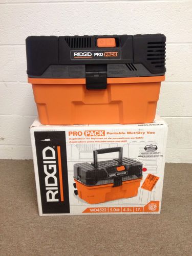 Ridgid Pro Pack Portable Wet/ Dry Vac 5.0 HP WD4522